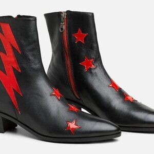 Modern Vice Original Bowie Bolt Black Red Leather Boot